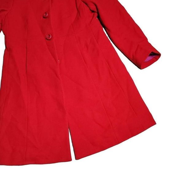 J crew wool blend red statement button long line women's coat - Picture 3 of 7